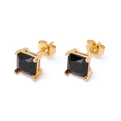 6 paire de petites boucles d'oreilles carrées en zircone cubique&nbsp;EJEW-G291-01A-M