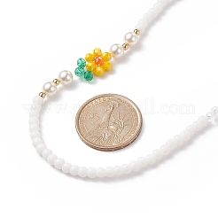 Collana fatta a mano con perline di perle di fiori e conchiglie in vetro millefiori per donna&nbsp;NJEW-TA00039