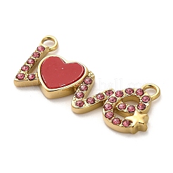 304 Edelstahl Rose Strass Wort Liebe Anschluss Charms&nbsp;STAS-R160-03G