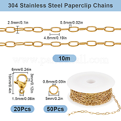 Cadenas de clip de acero inoxidable 304 con recubrimiento iónico (IP) de 10 m con 50 anillas de salto abiertas y 20 cierres de pinza de langosta.&nbsp;FIND-SC0012-56A