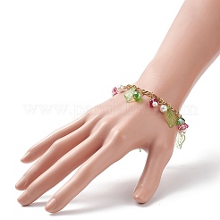 5 pièces 5 couleurs verre perle & trompette fleur & acrylique feuille bracelets à breloques ensemble&nbsp;BJEW-JB08909