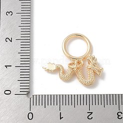 Ciondolo pendente europeo drago in ottone micro pavé di zirconi cubici trasparenti&nbsp;KK-U052-38G