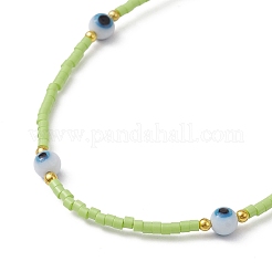 Bracelet en perles de verre et lampwork contre le mauvais œil avec fermoirs en acier inoxydable 304 plaqué or 18 carat&nbsp;BJEW-JB09998-03
