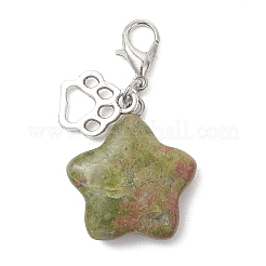 Decorazioni pendenti con pietre miste naturali e sintetiche a forma di stella&nbsp;HJEW-JM04667