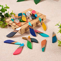 20pcs 10 colores resina y colgantes grandes de madera de nogal&nbsp;RESI-TA0001-71
