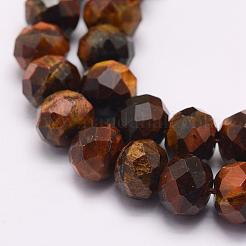 Fili di perline di occhio di tigre rosso naturale tinti e riscaldati&nbsp;G-F509-45-4x6mm