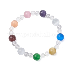 4 bracelet extensible à perles rondes en œil de chat&nbsp;BJEW-JB12246