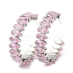 Boucles d'oreilles rondes en zircone cubique&nbsp;EJEW-Q7710-01P