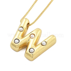 Colliers à chaîne en forme de boîte avec pendentif en forme de lettre en laiton et en plastique pour femmes&nbsp;LS-NJEW-U017-01G-23