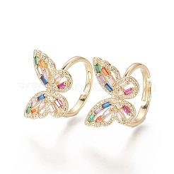 Einstellbare messing micro pave zirkonia ringe&nbsp;RJEW-F101-08G