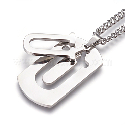 Colliers à pendentif initial fendu en acier inoxydable 304 anti-ternissement&nbsp;NJEW-L152-03U