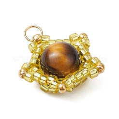 Pendenti a forma di stella con perline di semi di vetro e occhio di tigre naturale fatti a mano&nbsp;PALLOY-MZ00491-02