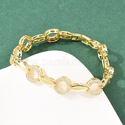Bracelets à maillons ovales en laiton sertis de micro-pavés de zirconiums cubiques transparents pour femmes&nbsp;BJEW-T025-03C-G