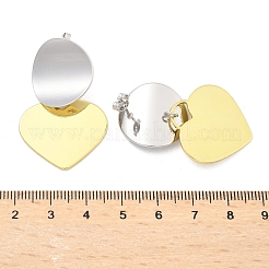 Zweifarbige Ohrstecker aus Messing mit Herzmotiv für Damen&nbsp;EJEW-U057-02GP-B