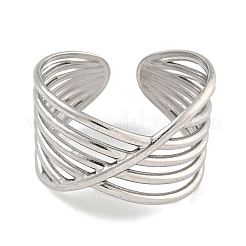 Anillo de puño abierto de acero inoxidable 304 para mujer&nbsp;RJEW-U014-11P