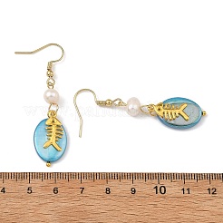 Pendientes colgantes de acero inoxidable 304 con concha de agua dulce de color AB&nbsp;EJEW-JE07382