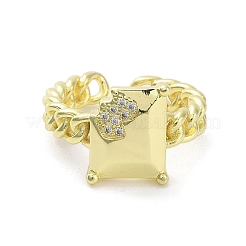 Anelli a polsino aperti con pavé di zirconi cubici in ottone&nbsp;RJEW-M170-14G