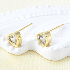 Ohrstecker aus Messing mit Mikropavé und klaren kubischen Zirkonia für Damen&nbsp;EJEW-F363-02G