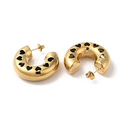 Placcatura ionica (ip) 304 orecchini a bottone rotondi in acciaio inossidabile con cuore&nbsp;EJEW-Z022-24G