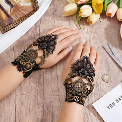 2 bracciale con anello in pizzo di poliestere&nbsp;BJEW-ME0001-25