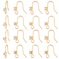 32 Stück 4 Stile Messing Pavé klar Zirkonia Ohrring Haken&nbsp;KK-BBC0025-69