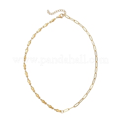 Collar de cadena mixta de eslabones de mariposa con forma de concha de pescado de acero inoxidable 304 para mujer&nbsp;NJEW-JN05991