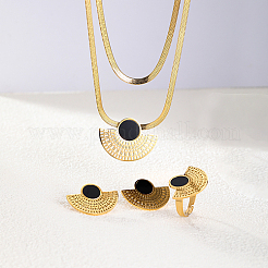Ensemble de bijoux en acier inoxydable 201 doré en forme d'éventail&nbsp;VT9934-1