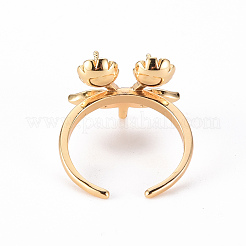 Messing Micro Pave klar Zirkonia Peg Bails Manschette Fingerring Einstellungen&nbsp;KK-T062-113G-NF