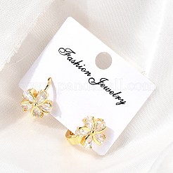 Boucles d'oreilles créoles en laiton à fleurs&nbsp;EJEW-S256-01B-G