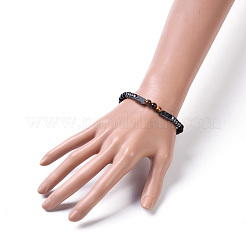 Stretch-Armbänder aus natürlichem schwarzem Achat (gefärbt) und gemischten Steinperlen&nbsp;BJEW-JB04219