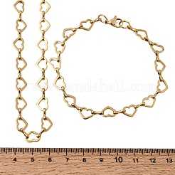 Schmucksets aus Herzgliederkette und Armband aus Edelstahl 304&nbsp;SJEW-L199-13G