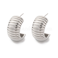 Orecchini a bottone a forma di C con striscia di ottone&nbsp;EJEW-R025-35P