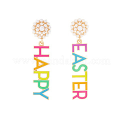Ohrstecker mit dem Schriftzug „Frohe Ostern“ aus Zinklegierung und Emaille&nbsp;FS-WGD7265-01