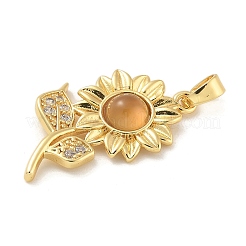 Pendentifs en laiton micro pavé de zircones cubiques avec résine&nbsp;KK-G517-05G-02