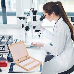Cajas de madera para guardar portaobjetos de microscopio&nbsp;CON-WH0015-28