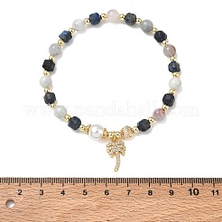 Bracelets extensibles en laiton sertis de micro-pavés de zircone cubique transparente&nbsp;BJEW-JB14378-02