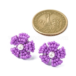 Boucles d'oreilles à tige en perles de verre marguerite&nbsp;EJEW-MZ00334-04