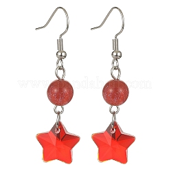 Orecchini pendenti con stella in resina e vetro&nbsp;EJEW-JE05323