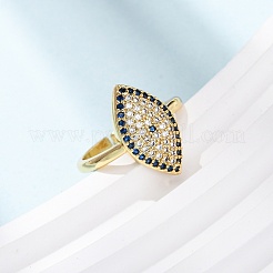 Anillos abiertos de latón con micropavé de circonitas cúbicas para mujer&nbsp;RJEW-K264-09B-G