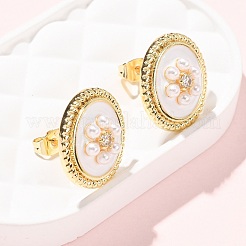 Boucles d'oreilles en laiton zircon cubique micro pavé clair&nbsp;KK-CBADE12-06G