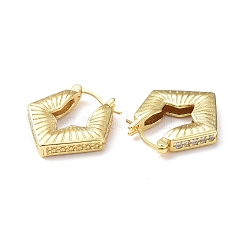 Pendientes de aro de rombo de latón chapado en rack para mujer&nbsp;EJEW-F306-05G