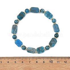 Elastische Armbänder aus rechteckigen und runden Perlen aus Natursteinmischung&nbsp;BJEW-JB14493