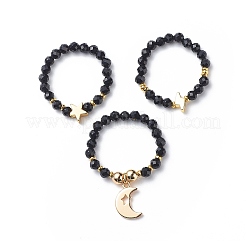 3 Stück 3 Stil Edelstein Perlen Stretch Fingerringe Set&nbsp;RJEW-JR00522