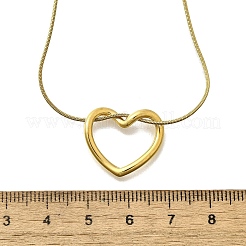 Colliers à chaîne serpent avec pendentif en forme de cœur creux en acier inoxydable 201 pour femmes&nbsp;NJEW-B124-03G