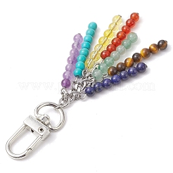 Pendentif chakra améthyste naturelle & œil de tigre & lapis lazuli & aventurine verte & cristal de quartz & cornaline & turquoise synthétique décoration&nbsp;HJEW-TA00295