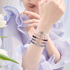 5 Stück 5-teiliges Gliederarmband mit Strassen und bösen Blicken&nbsp;BJEW-SW00104