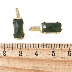 Anhänger aus Messing mit Mikropflaster aus Zirkonia und natürlichem Moosachat&nbsp;KK-F892-45G-02