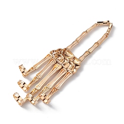 Pulsera de anillo de mano completa de aleación de calavera con temática de halloween&nbsp;BJEW-L680-01G