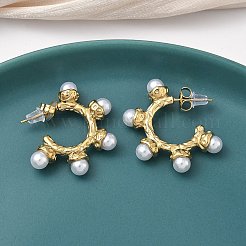C-förmige Ohrstecker aus ABS-Kunstperle aus 304 Edelstahl&nbsp;EJEW-K268-58G