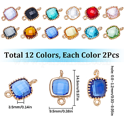 24 Stück facettierte Glas-Anschluss-Charms in 12 Farben.&nbsp;GLAA-SC0001-90